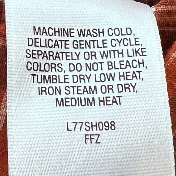 Cabela's 2XL Orange Plaid Button Up Shirt Plus Size - Picture 2 of 8